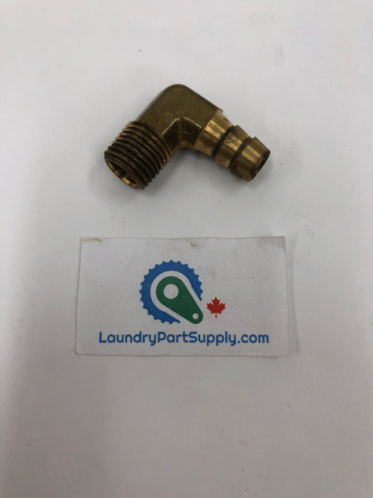 Hose Stem Elbow, 3/8 x 1/4 NPT, Brass